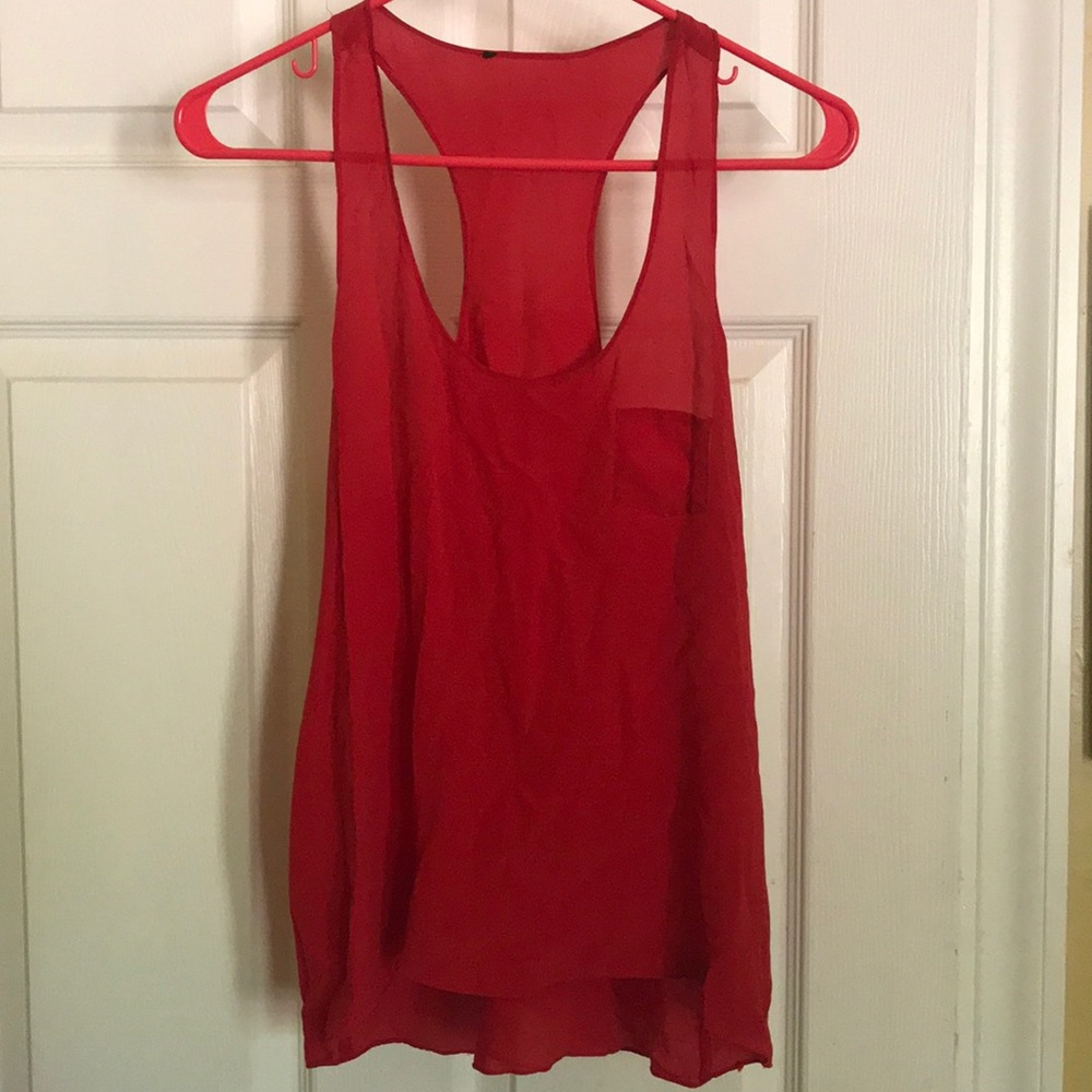 Red silk racerback